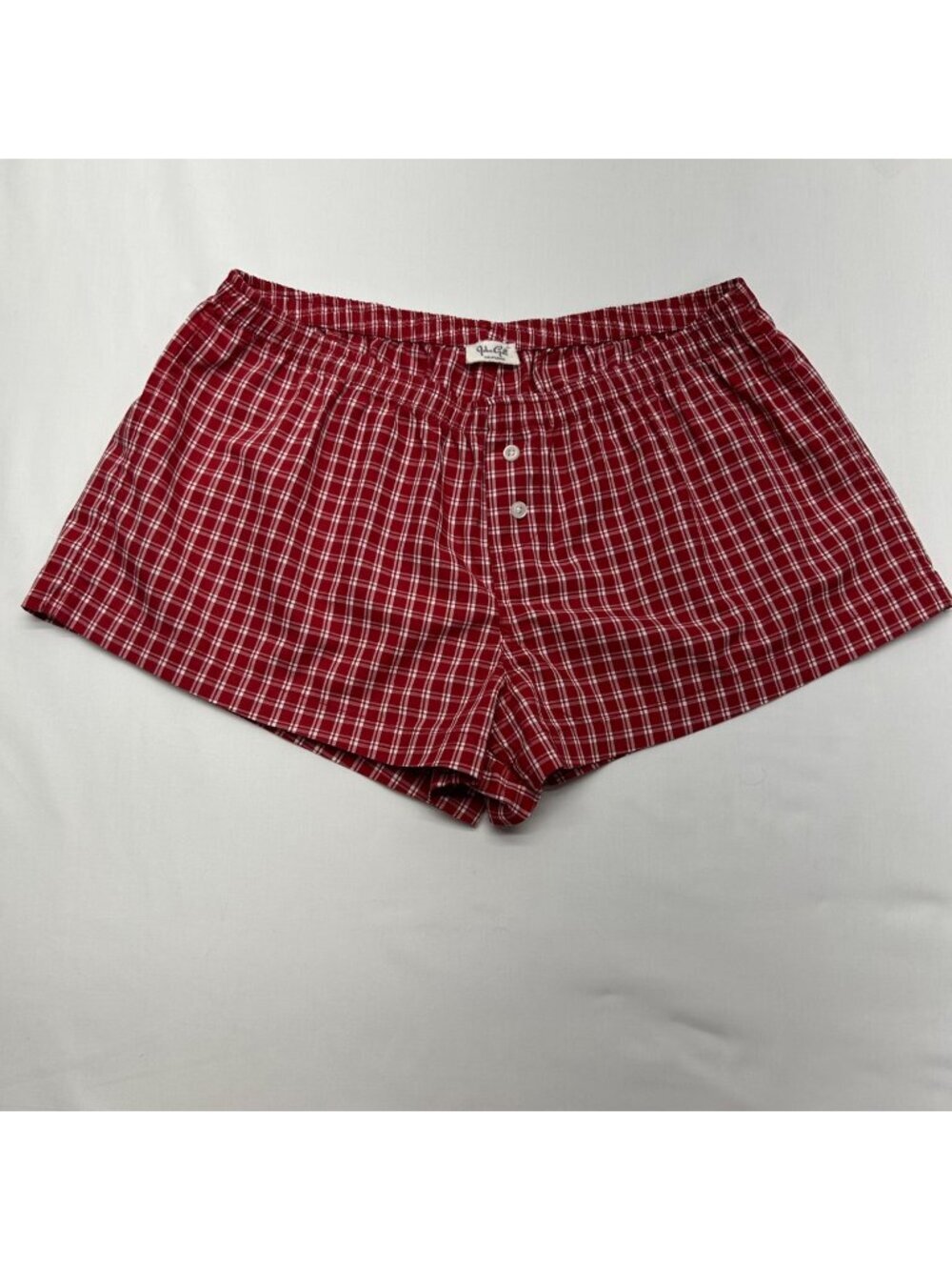 JOHN GALT Keira Boxer Shorts Red Plaid Cotton No Size Tag